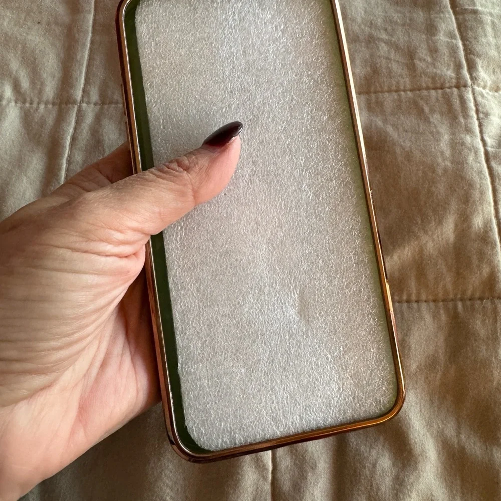 Iphone 11 pro max green quilt like phone with gold trim